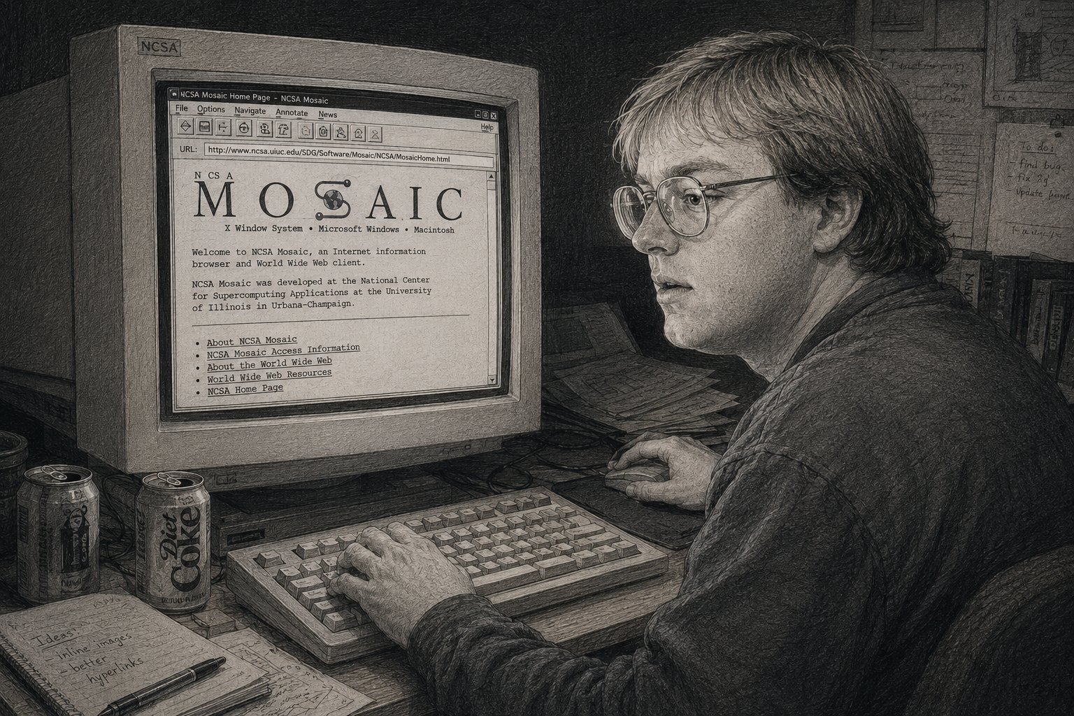 Marc Andreessen and Mosaic — the browser that made the web look like something.